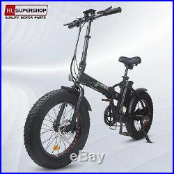 Black Folding Electric Fat Tire Bike Beach Bicycle City Ebike 20 48V 13AH 500W