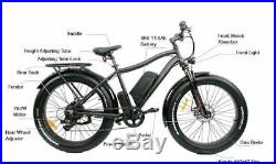 Breeze Pro Fat Tire Electric Mountain Snow Bike, eBike 750W, 48V Matte Black