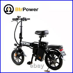 BtrPower 350W Motor 14 Folding City Electric Bike 48V 14AH Lithium-Ion Battery