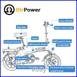BtrPower 350W Motor 14 Folding City Electric Bike 48V 14AH Lithium-Ion Battery