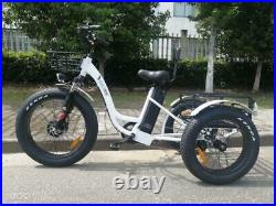 Burch Electric Fat Tire Tricycle/Trike, 500W 48V Hybrid Bicycle/E-Bike