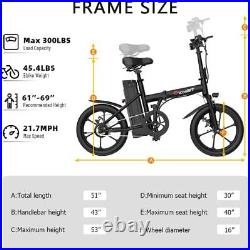 DEEPOWER Electric Bike 500W 48V 15Ah 16'' Mini Foldable Ebike Max 20Mph K316