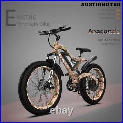 E bike 26 1500W Electric Bike Bicycle 48V/15Ah Fat Tire Mountain Snow E-bike