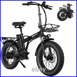 EBKAROCY Folding Ebike 14/20 48V Electric Bike Bicycle Fat Tire 30mph Cycling
