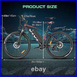 EBike 27.5In Electric Mountain Bicycle, Adults 500W 48V 10.4Ah Battery Commuter@