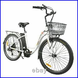 ECOTRIC 26 36V 10Ah Electric Bicycle e-Bike with Bicycle Basket White New