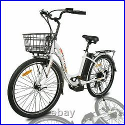 ECOTRIC 26 36V 10Ah Electric Bicycle e-Bike with Bicycle Basket White New