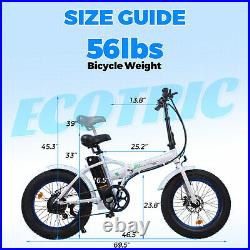 ECOTRIC Folding 20 36V 500W Electric Fat Tire Bike Beach Bicycle City EBike UL