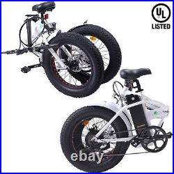 ECOTRIC Folding 20 500W 36V Electric Bicycle E-Bike Fat Tire Beach Snow City UL