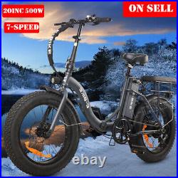 Ebike 20 500W 36V Electric Folding Bike Bicycle Fat Tire City E-bike Grey USA
