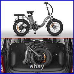 Ebike 20 500W 36V Electric Folding Bike Bicycle Fat Tire City E-bike Grey USA