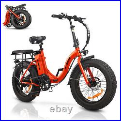 Ebike 20 500W 36V Electric Folding Bike Bicycle Fat Tire City E-bike Orange USA