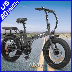 Ebike 20 500W 36V Electric Folding Bike Bicycle Fat Tire City E-bike Silver USA