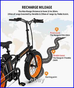 Ebike 20 500W 36V Fat Tire Electric Folding Bike Bicycle Orange for Adults