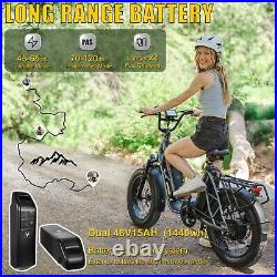 Ebike 201200W 48V Electric Bike Dual Battery 100-120 Miles Long Range off-road