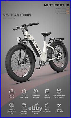 Ebike 26 1000W 52V15A SAMSUNG Electric Battery Mountain Bicycle Bike for Adult
