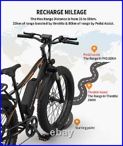 Ebike 26 750W 48V Electric Bike Mountain Bicycle FatTire 28mph 7Speed for Adult