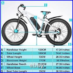 Electric Bike 1000With500W Fat Tire 26'' Electric Mountain Bicycle Commute Ebike