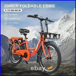 Electric Bike 20 250W Dual Disc Brake Ebike for Female, City Electric Bikes Red