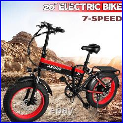 Electric Bike 20'' Fat Tire 1000W Mountain Snow Beach City Ebike 7-Speed Bicycle