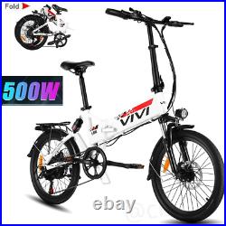 Electric Bike 20 Folding eBike 500W City E-bikes Commuting Bicycle 22mph VIVI