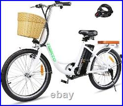Electric Bike 22 250W Electric Bicycle City Ebike for Female with Basket 20 Mph