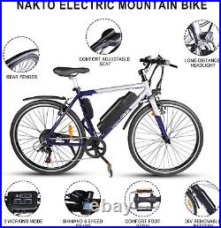 Electric Bike 26 250W EBike Adults Electric Bicycle 6-Speed Built-In 36VBattery