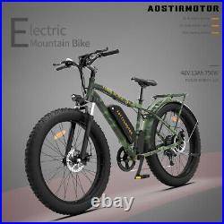 Electric Bike 26 750W 48V Ebike Mountain Bicycle Fat Tire Snow E-bike Green