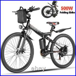 Electric Bike 26'' Folding Electric Mountain Bicycle 500W EBike-Full Suspension