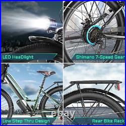 Electric Bike 26'' Low-Step Thru Cruiser Bicycle 500W 48V Mountain eBike`50miles