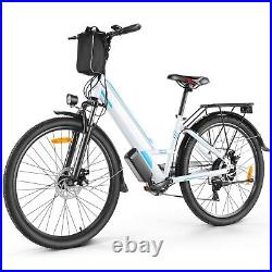 Electric Bike 26'' Low-Step Thru Cruiser Bicycle 500W 48V Mountain eBike`50miles