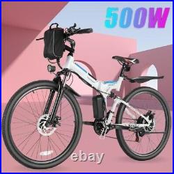 Electric Bike 500W 26'' Folding Mountain Bicycle Commuter E Bike 48V BMS Battery