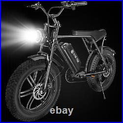 Electric Bike Fat Tire Bicycle 48V 15Ah 750W 30mph Shimano Ebike Commuter Black