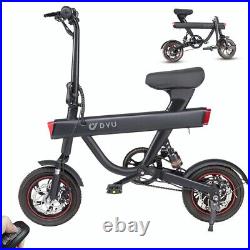 Electric Bike for Adults, DYU V1 12 Mini Folding Electric Bicycle Ebike Black