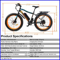 Electric Fat Tire Bike Beach Snow Bicycle City e-bike 36v 500w Black/Orange New
