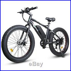 Electric Fat Tire Bike Beach Snow Bicycle Fatbike City e-bike 36v 500w Black