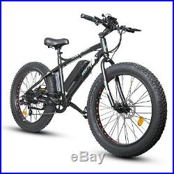 Electric Fat Tire Bike Beach Snow Bicycle Fatbike City e-bike 36v 500w Black