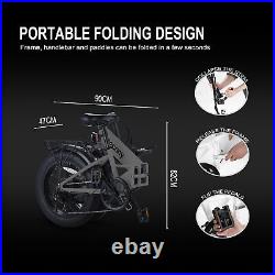 Fat Tire Folding Electric Bicycle for Adult 7 Speeds Urban Commute Moped Ebike