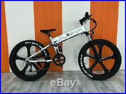 Fat Tire Folding Electric bike Ebike Full Suspension Big Tall Men Sand Snow