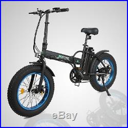 Folding 20500W 36V12Ah 4Tire Electric Bicycle Beach Snow eBike 7 Speed Ecotric