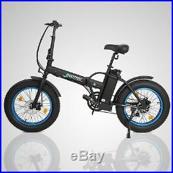 Folding 20500W 36V12Ah 4Tire Electric Bicycle Beach Snow eBike 7 Speed Ecotric