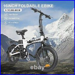 Folding Electric Bike 16 350W Electric Bike Electric Bicycle City Ebike, White