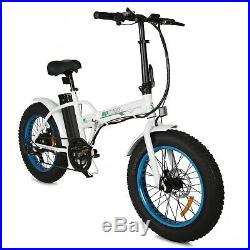 Folding Electric Fat Tire Bike Beach Bicycle City Ebike 20 36V 500W White NEW
