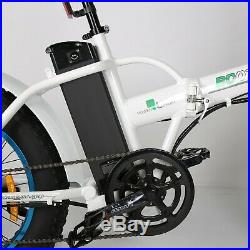 Folding Electric Fat Tire Bike Beach Bicycle City Ebike 20 36V 500W White NEW