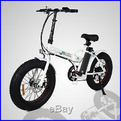 Folding Electric Fat Tire Bike Beach Bicycle City Ebike 20 36V 500W White Pedal