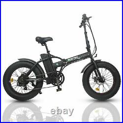 Folding Electric Fat Tire Bike Beach Bicycle City Ebike 20 48V12.5AH 500W Black
