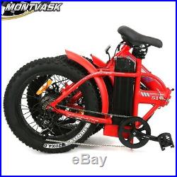 Folding Red Electric Fat Tire Bike Beach Bicycle City Ebike 20 48V 13AH 500W