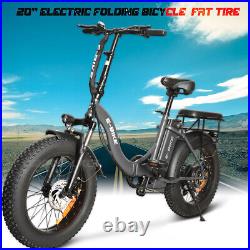 Grey 20 750W Electric Folding Bicycle Fat Tire 30MPH e-Bike Beach City Ebike