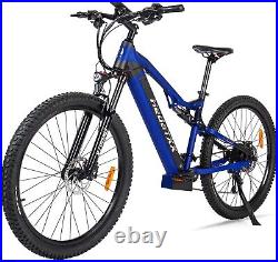Heda Electric Bicycle Ebike 27.5inch Mountain Bike 500W 48V E-MTB 27 Speed Blue