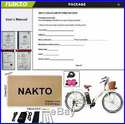 NAKTO Adult Electric Bicycles 26 Electric Bikes for 250W 36V12Ah Ebikes